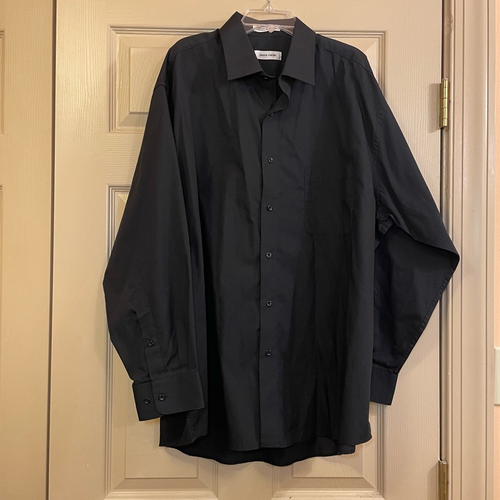 Pierre Cardin‎ Men's Button-Down Long Sleeve Black Dress Shirt, Size XL